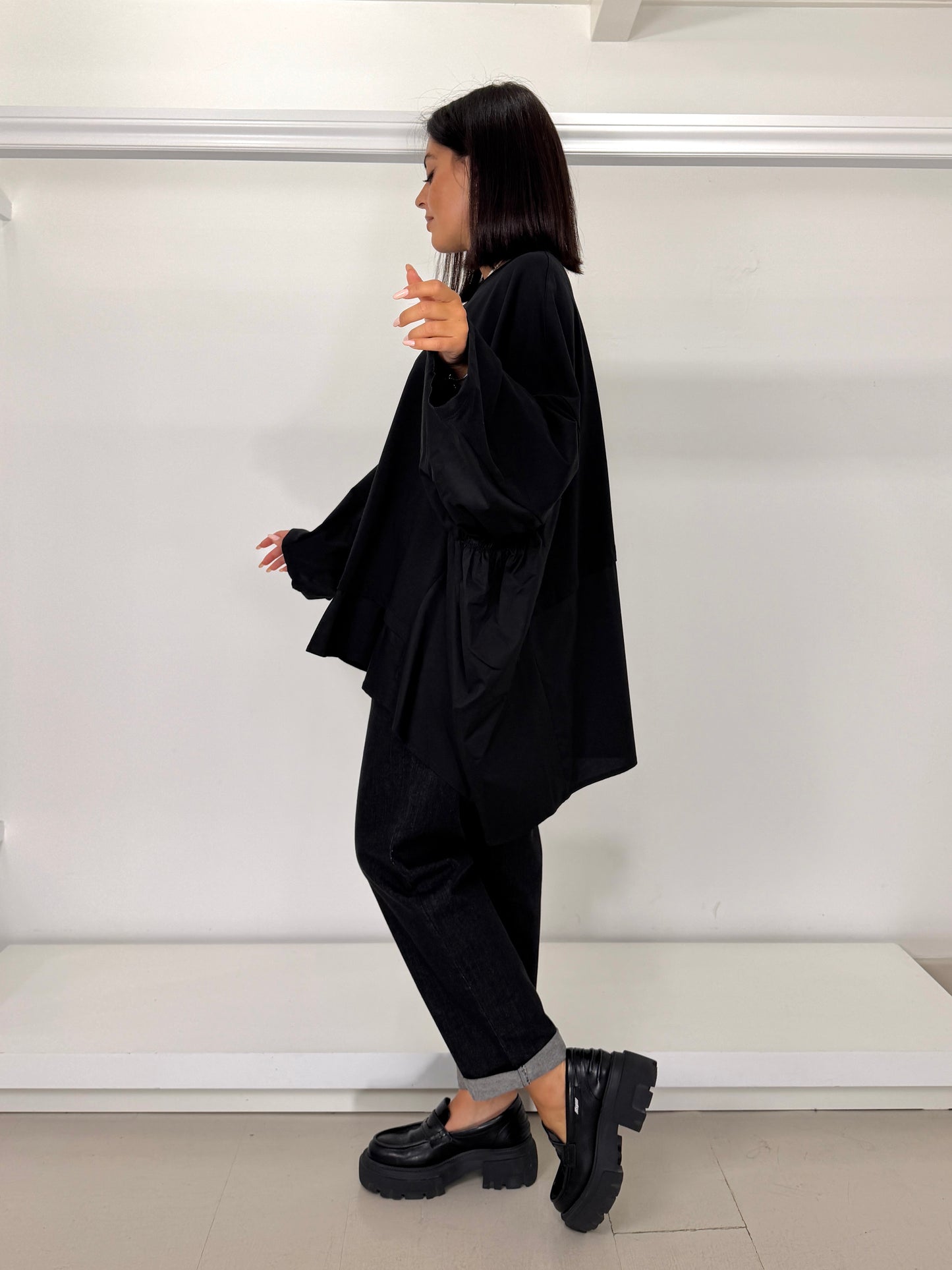 WENDY TRENDY Maxi maglia due tessuti