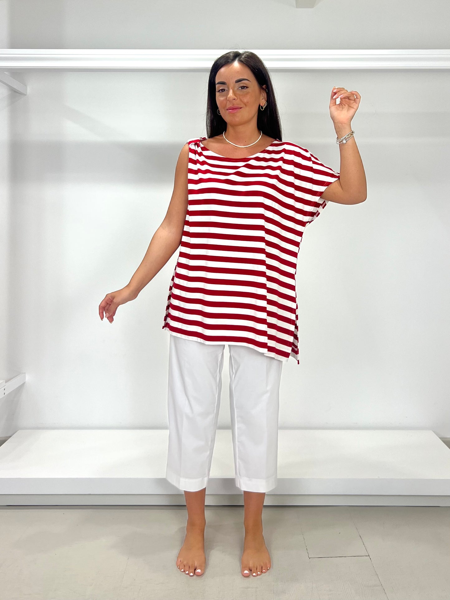 CURVY & OVER T-shirt monospalla a righe
