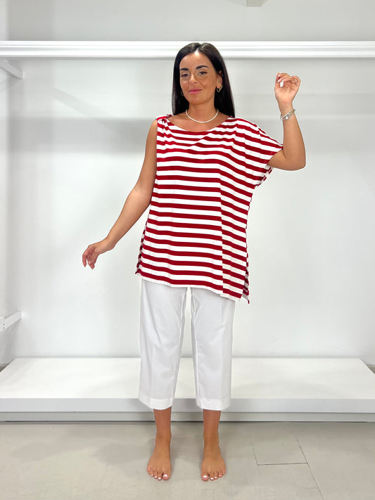 CURVY & OVER T-shirt monospalla a righe