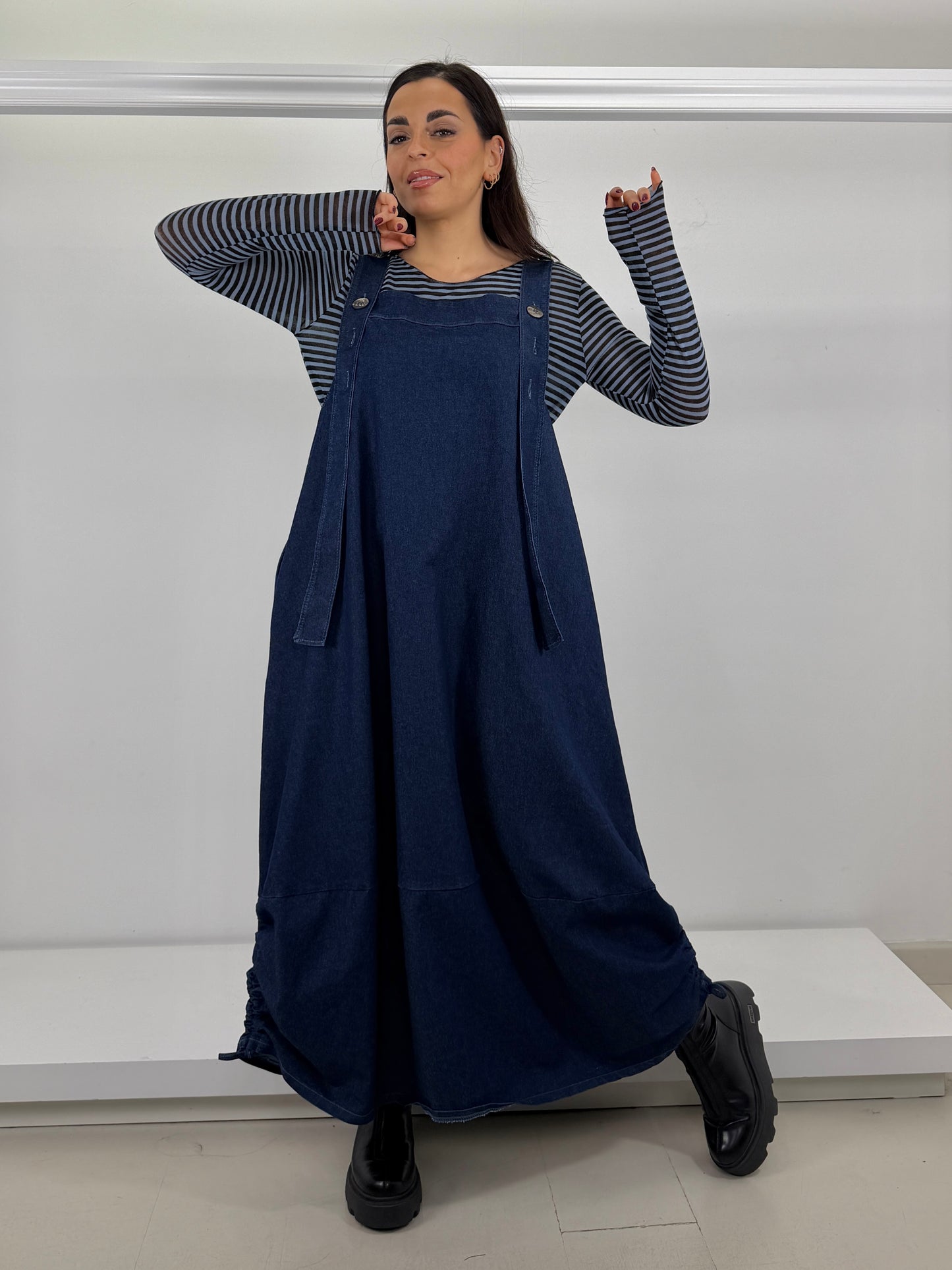 Salopette jeans elasticizzato