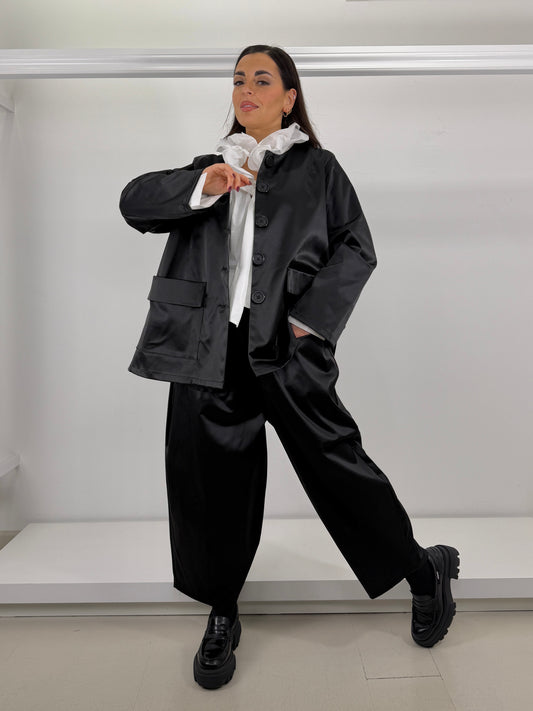 Giacca di raso tasca a patta