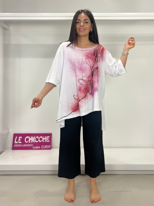 CURVY & OVER T-shirt asimmetrica lavorazione a mano