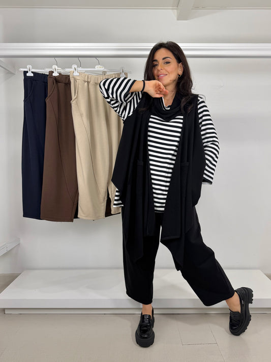 Pantalone garzato motivo diagonale