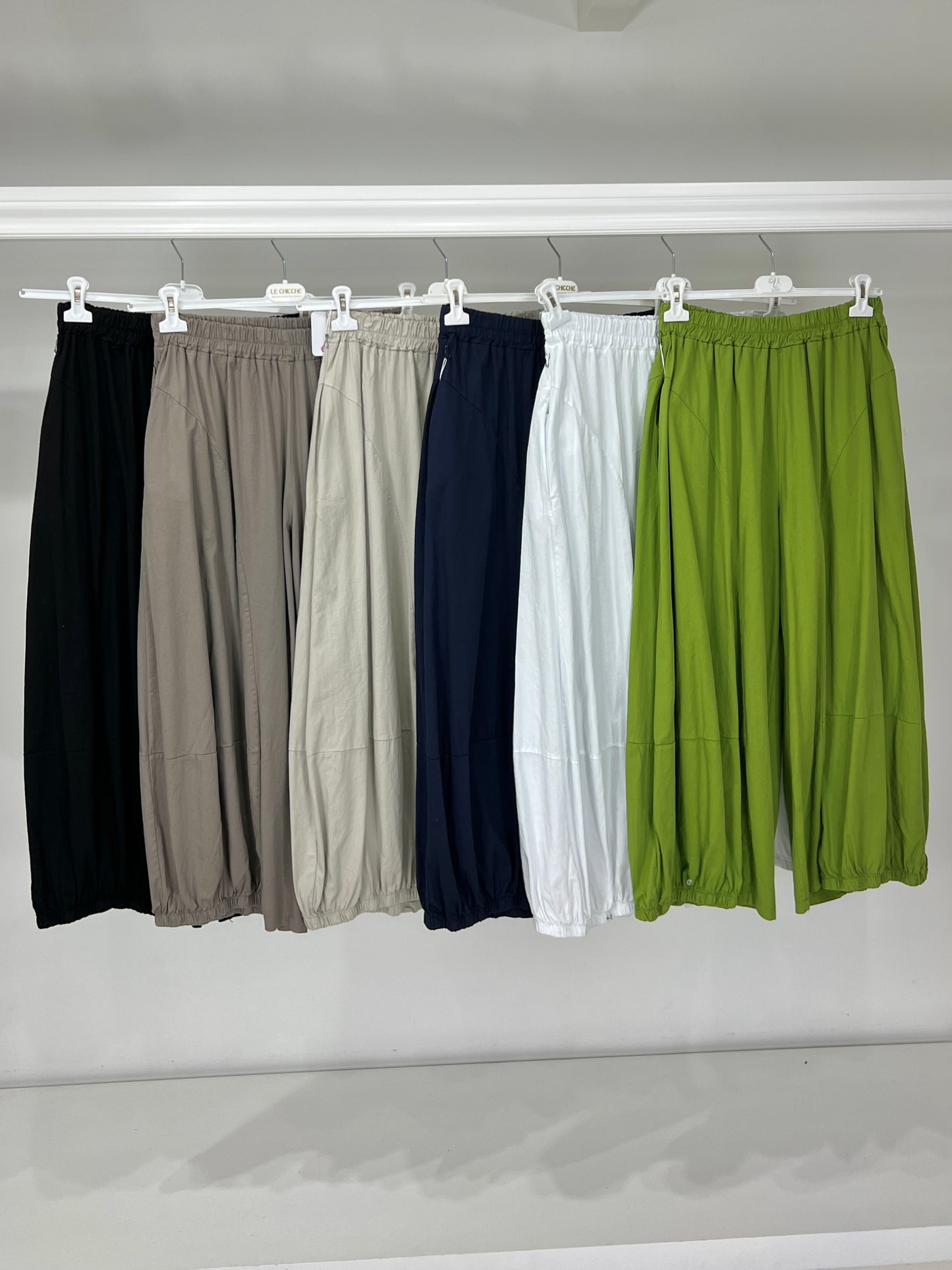 Pantalone cotone leggero fondo arricciato