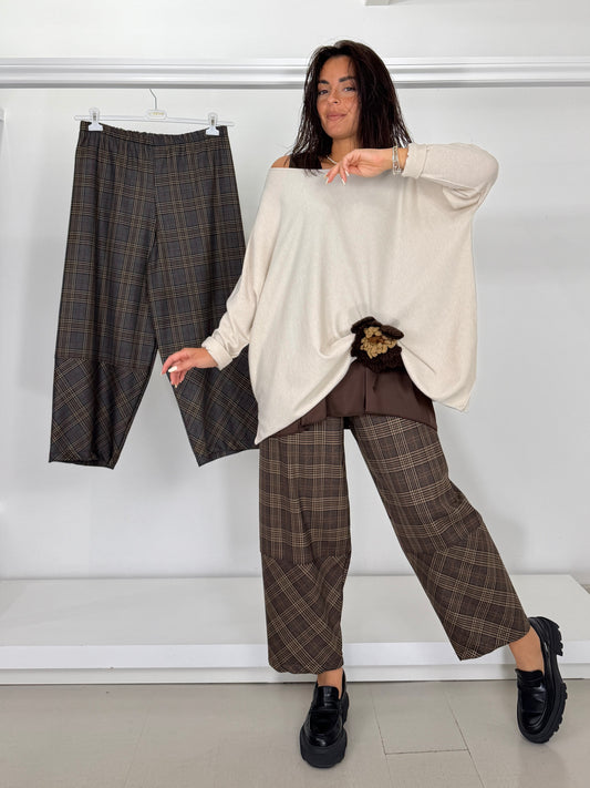 FLO&POI pantalone ovetto taglio T scozzese