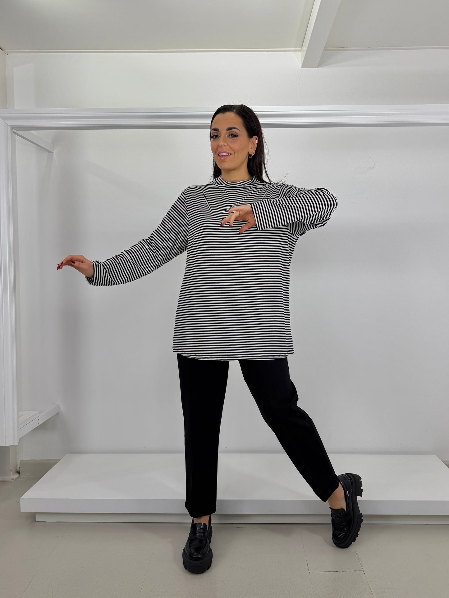 Maglia righe collo a cratere