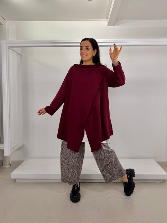 CURVY & OVER pantalone a T pied de poule irregolare