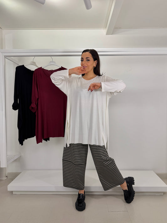 CURVY & OVER Maglia basic viscosa spacchi laterali