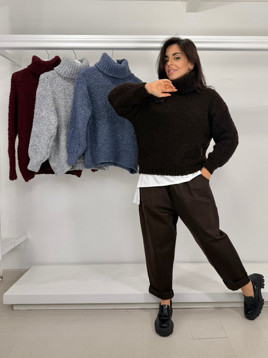 Pullover bouclé dolcevita