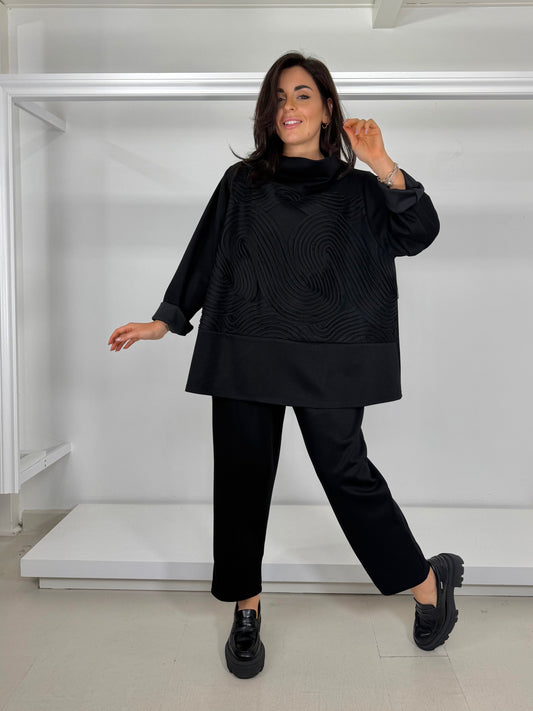 Casacca neoprene tulle ondulato - collo cratere