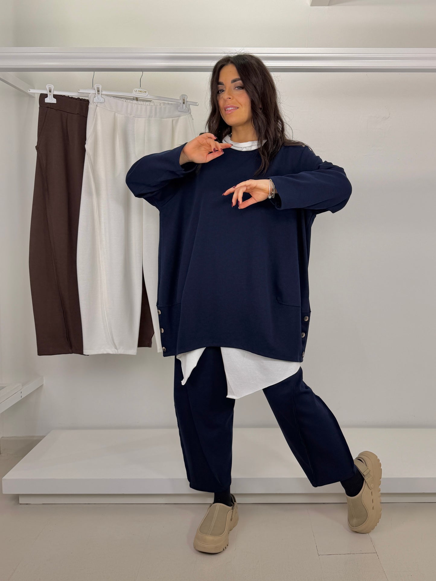 Pantalone diagonale in caldo cotone