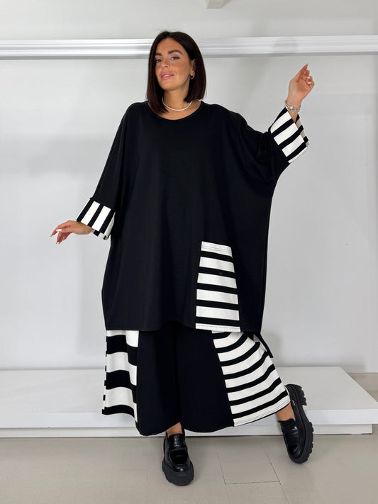 Maxi casacca inserti righe