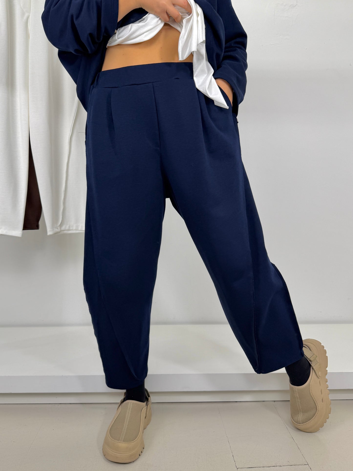 Pantalone diagonale in caldo cotone