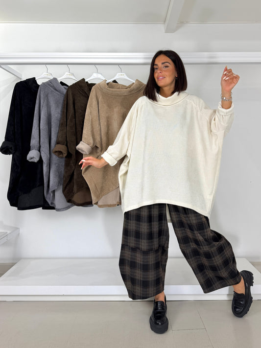 Maxi casacca collo anello in ciniglia