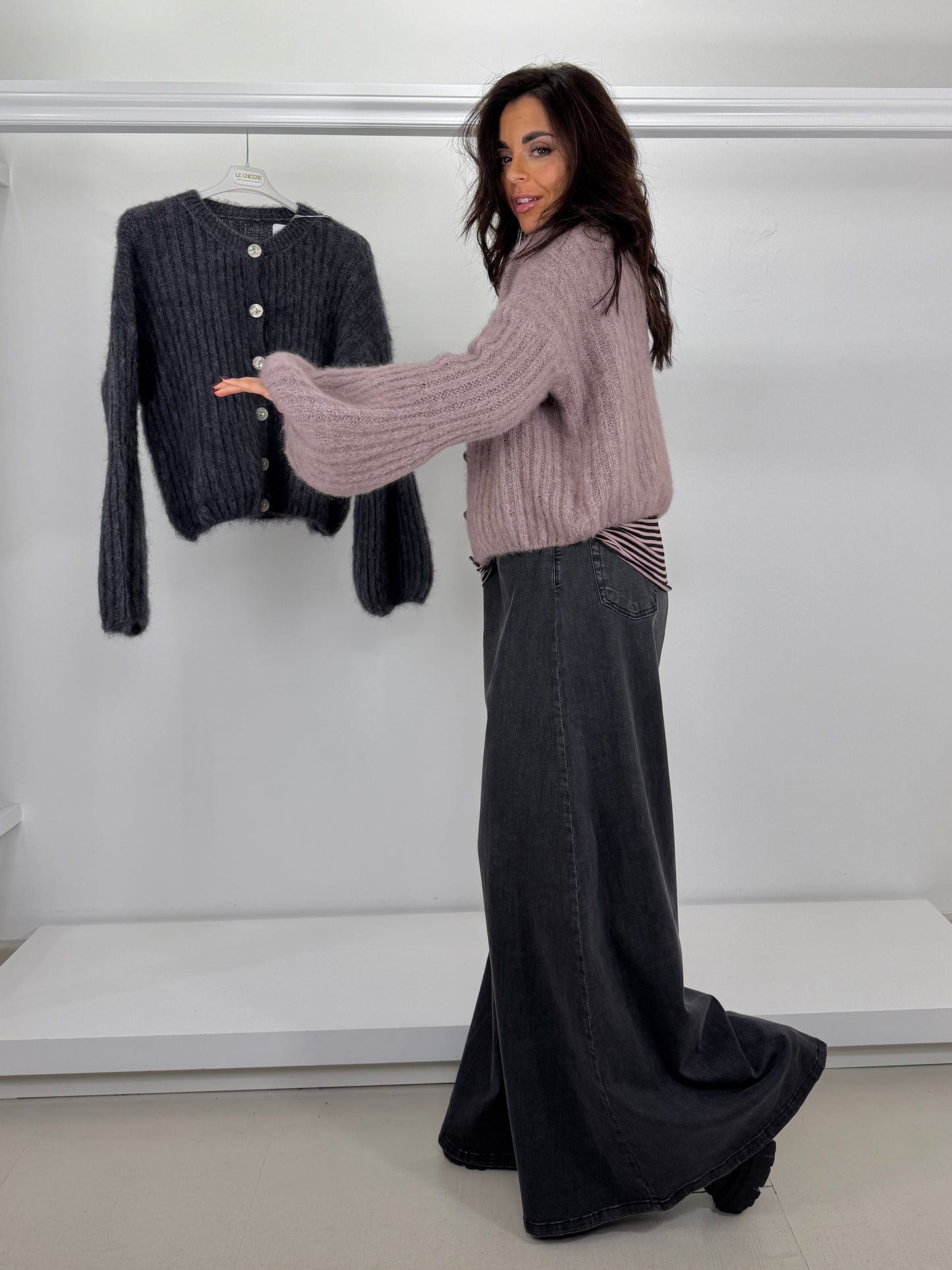 Cardigan manica a fiaschetto