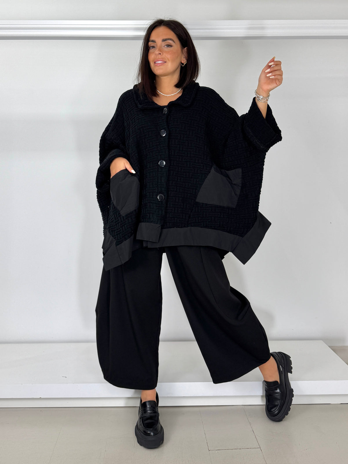 Cardigan in filo lavorato