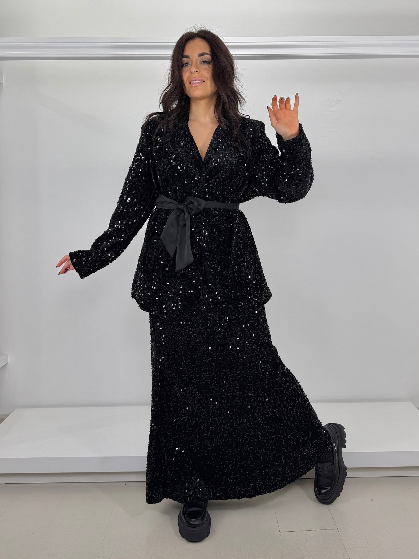 Giacca paillettes con nastro