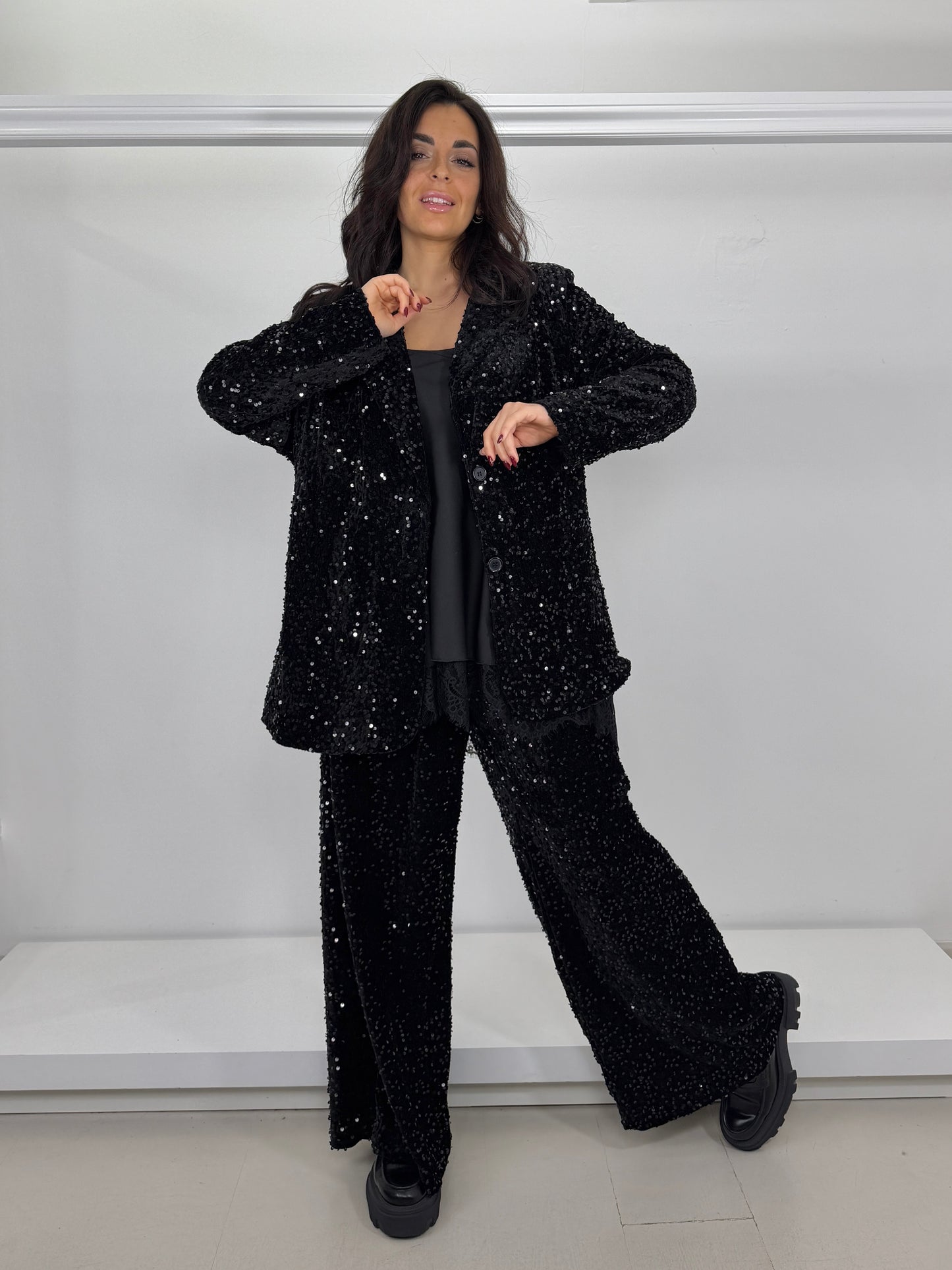 Giacca paillettes con nastro