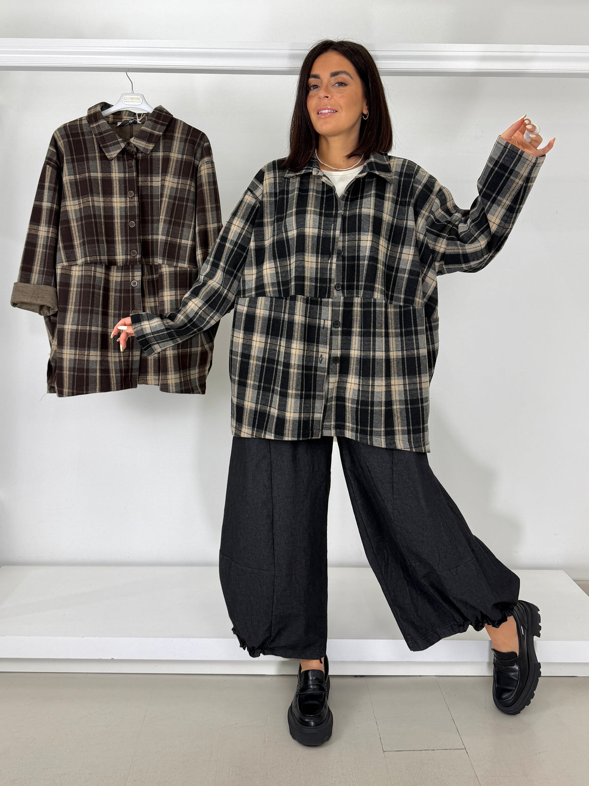 Camicia quadri a ovetto elasticizzata
