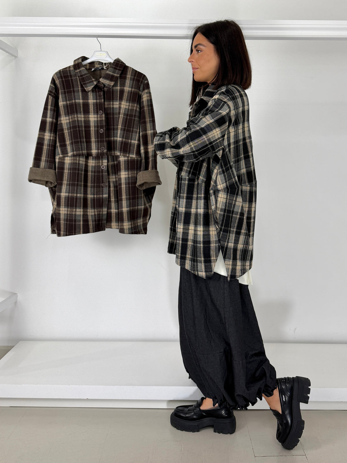 Camicia quadri a ovetto elasticizzata