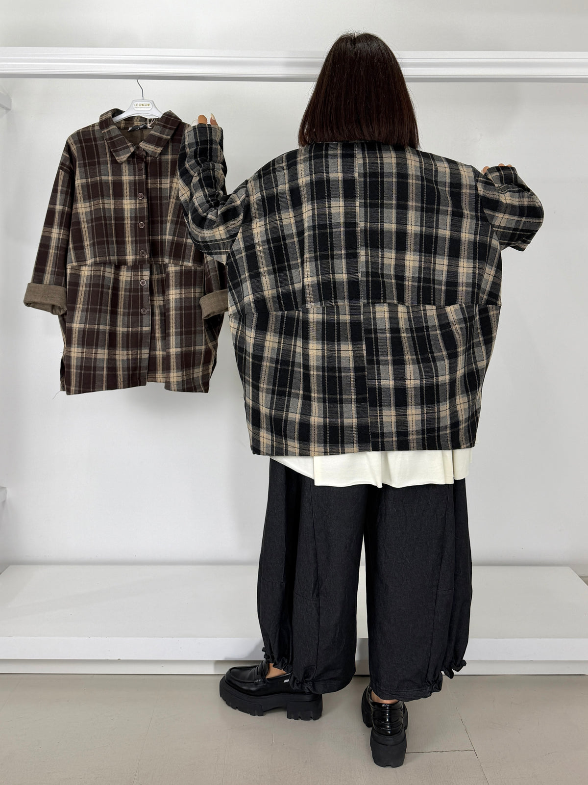 Camicia quadri a ovetto elasticizzata