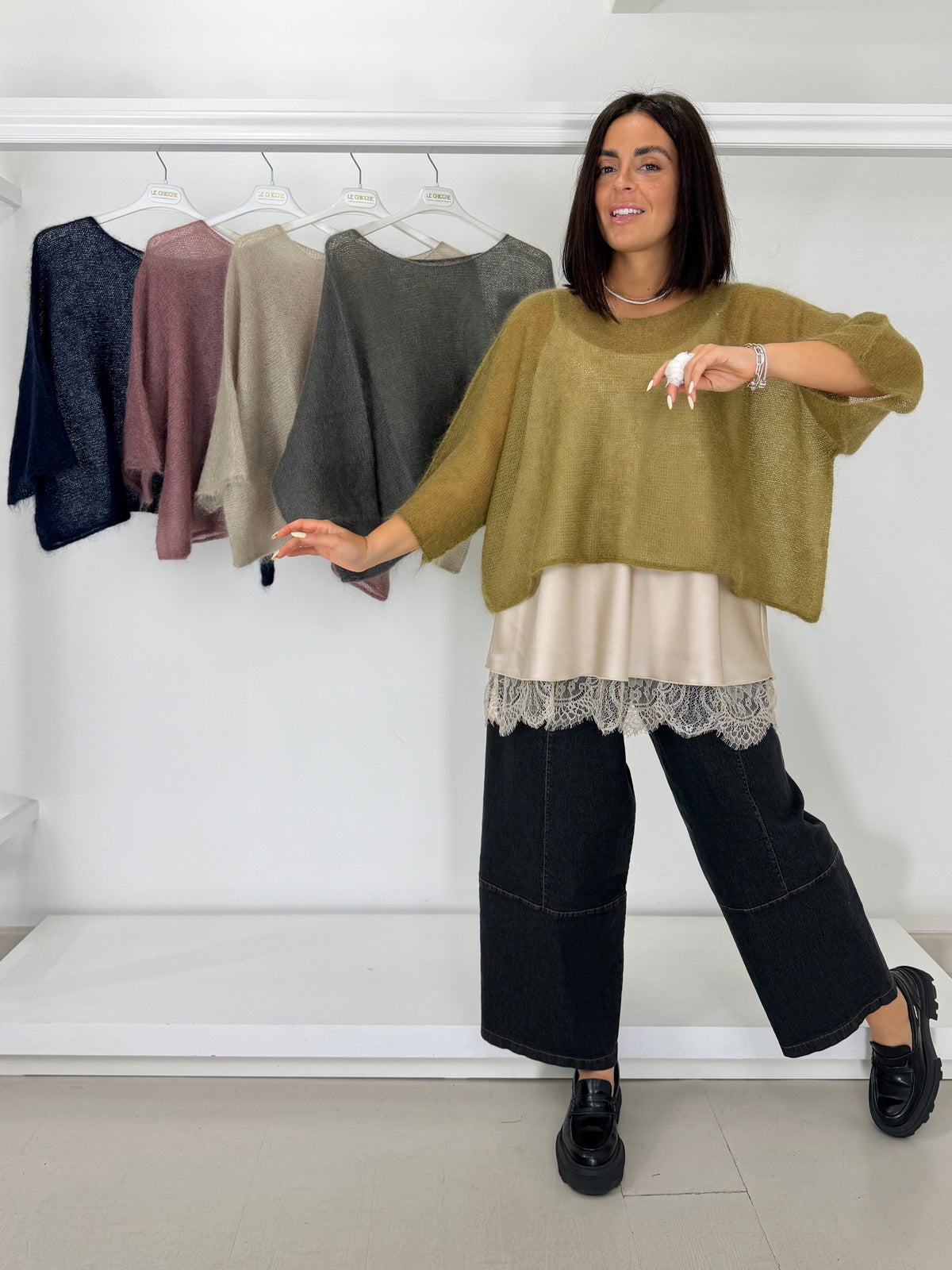 Pullover crop misto mohair