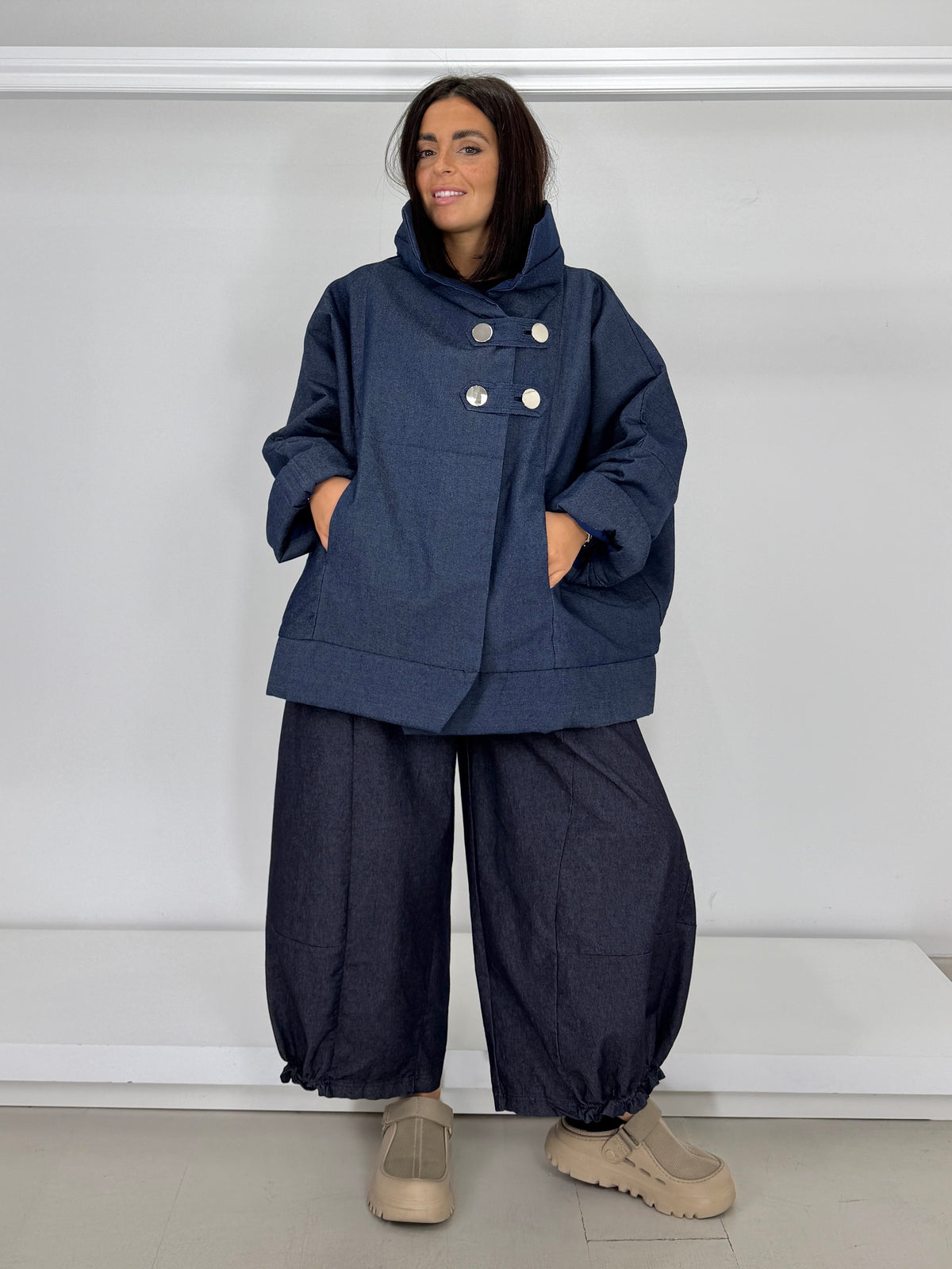 GHUNGROO Giacca scatoletta jeans imbottita