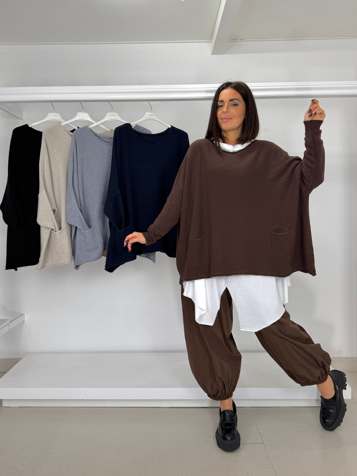 Pullover maxi con tasche