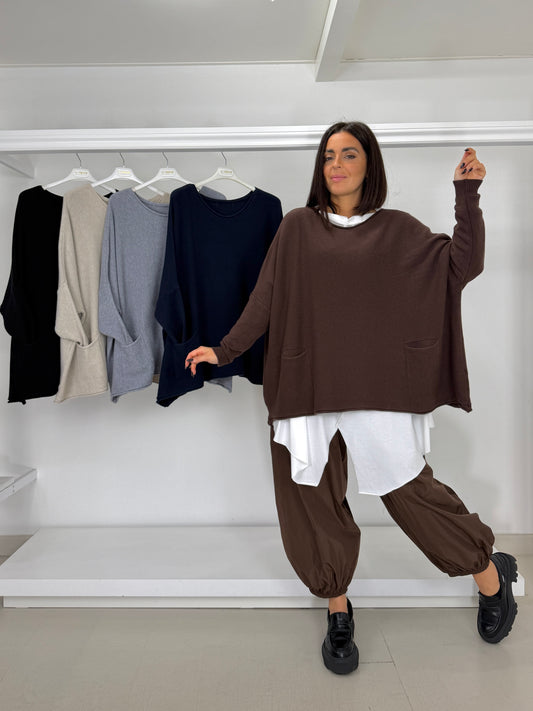 Pullover maxi con tasche