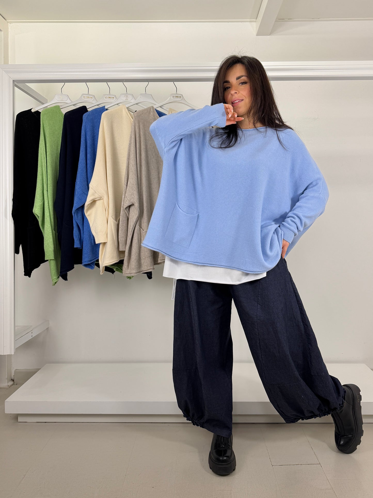 Pullover maxi con tasche