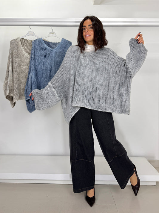 Pullover scollo V tinto in capo