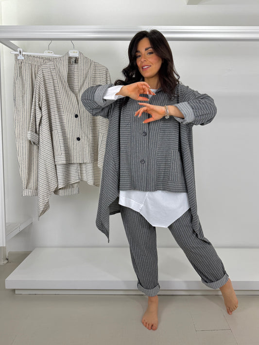 Pantalone tessuto lavorato a righe