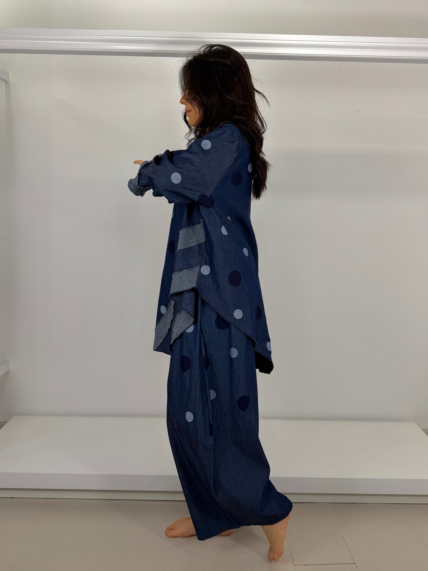 Casacca svasata jeans chambray bolli