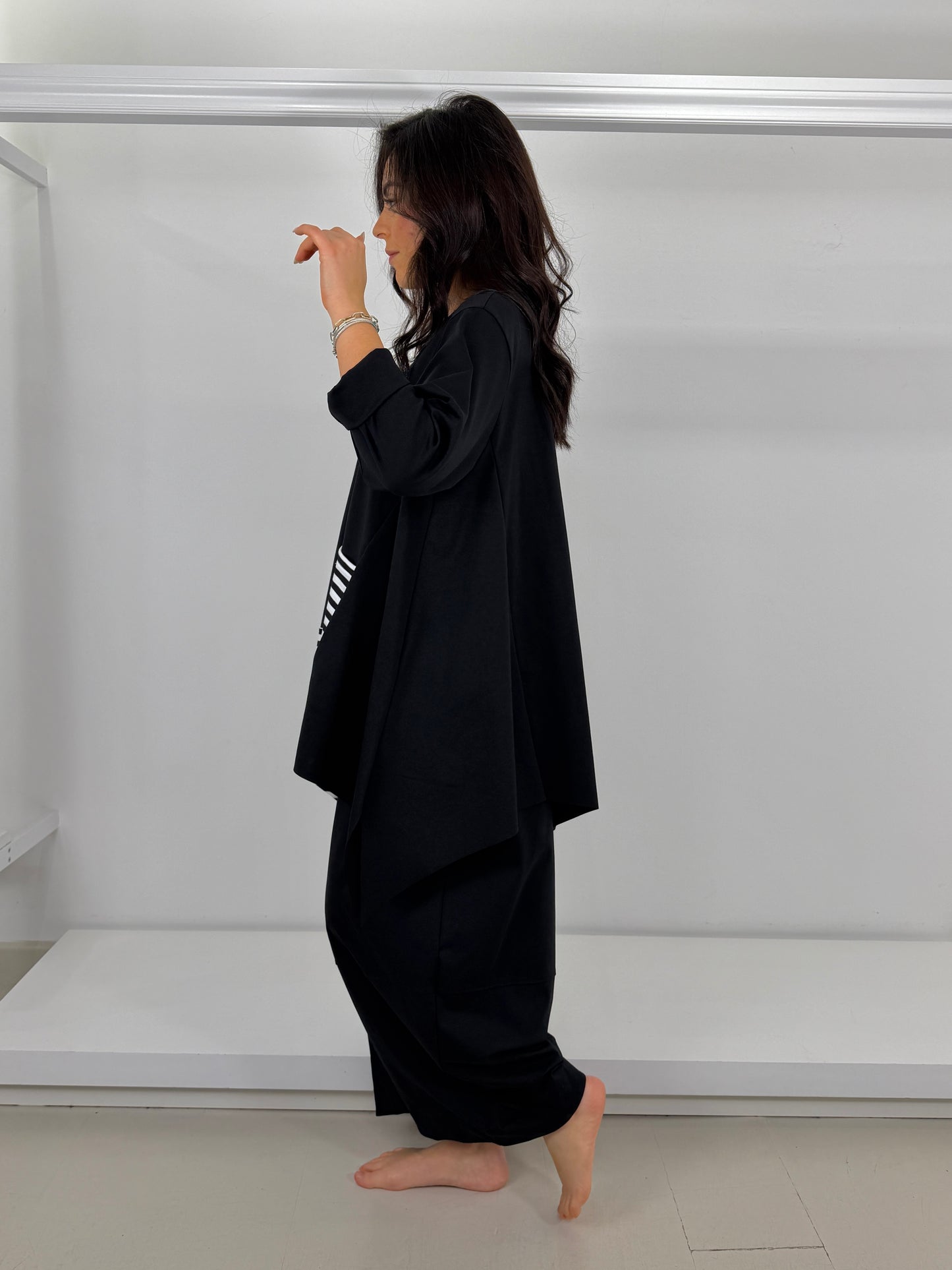 Maglia asimmetrica due tessuti