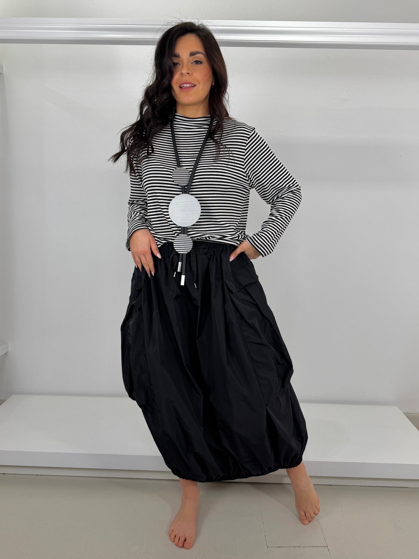 Maglia righe collo a cratere