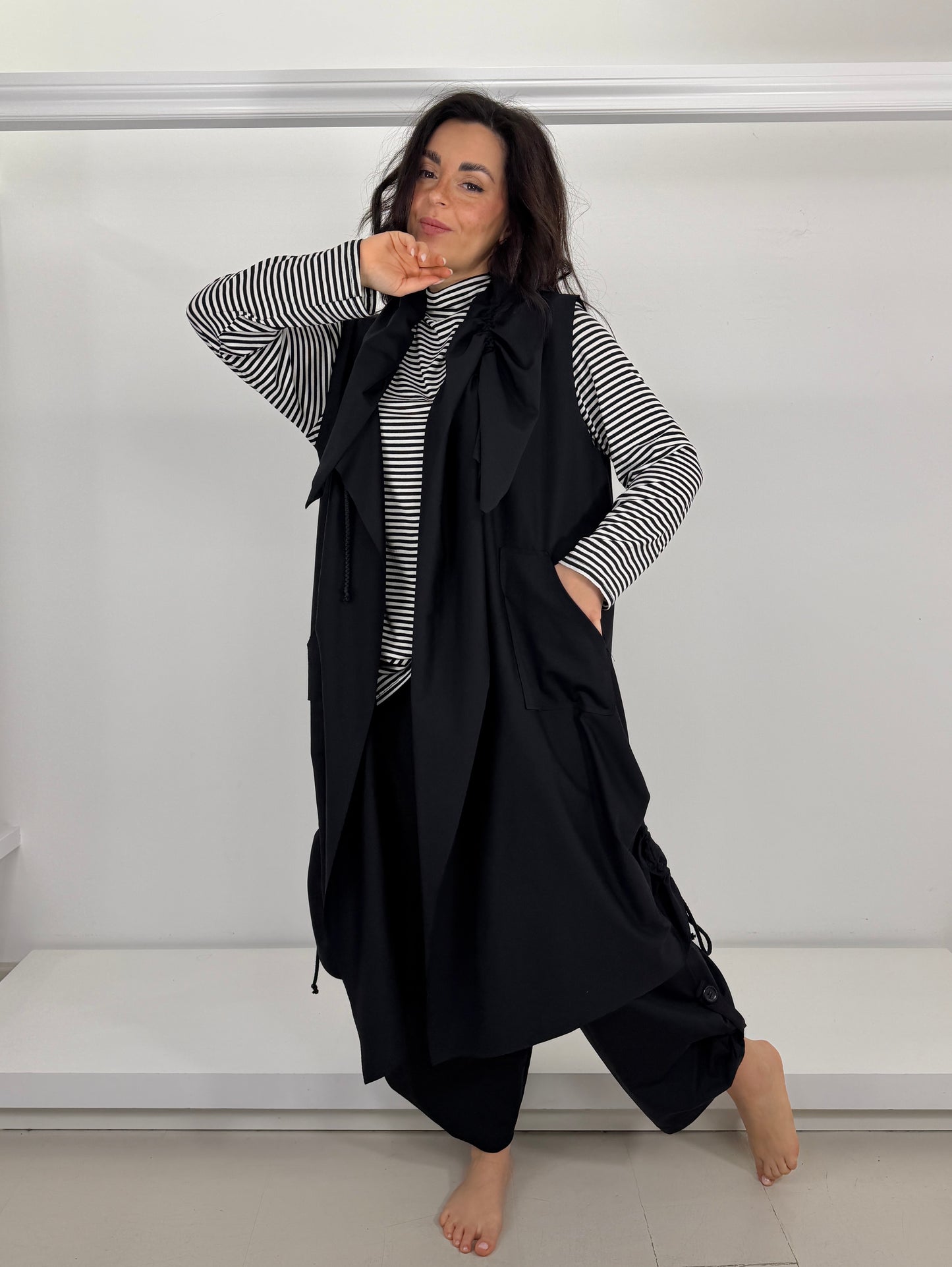 Maglia righe collo a cratere