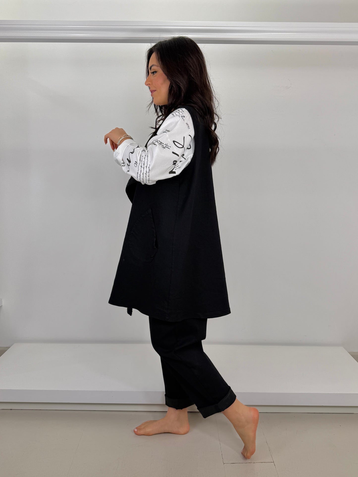 Gilet jeans bottoni in diagonale