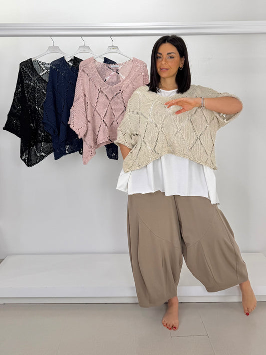 Maglia in filo lavorazione a rombi