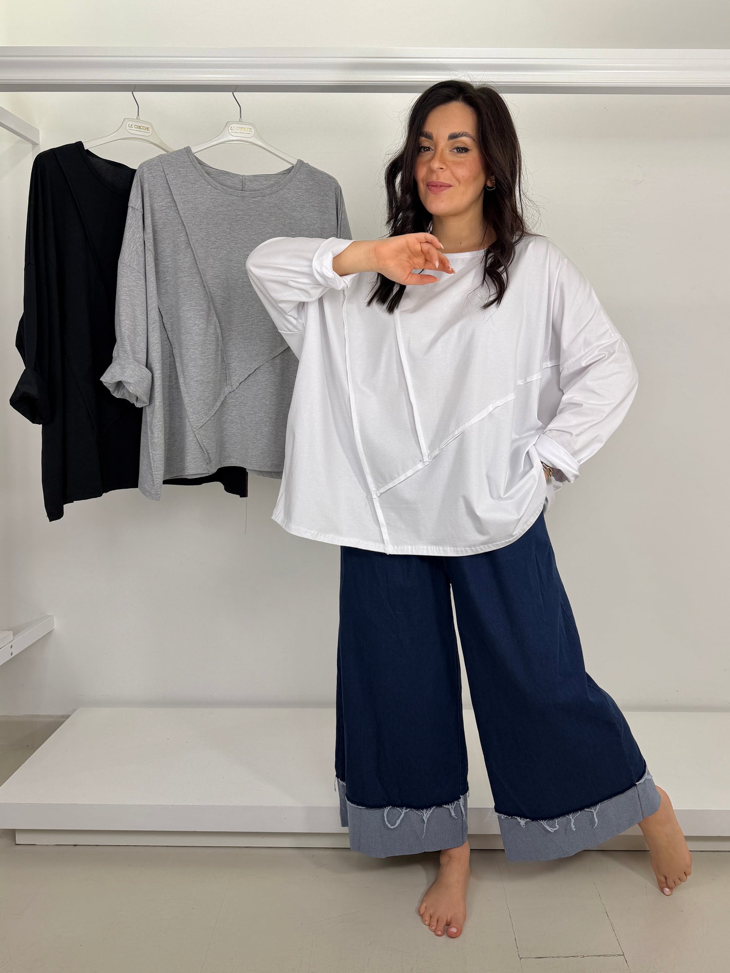 Maglia scatoletta motivo tagli