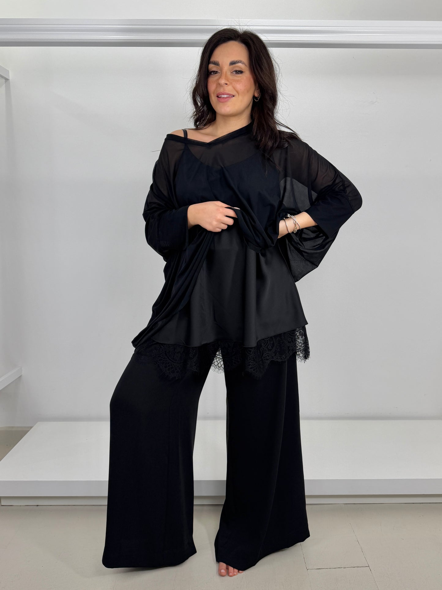 MAT Pantalone scivolato gamba larga