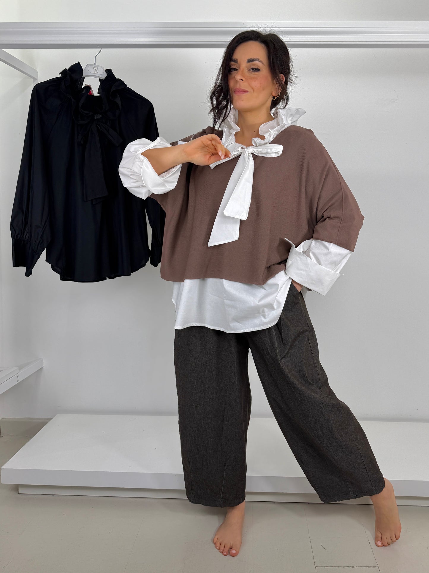 Pantalone effetto jeans ovetto