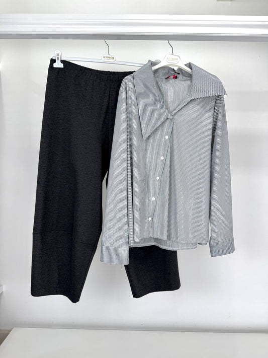 Camicia righe lurex asimmetrica