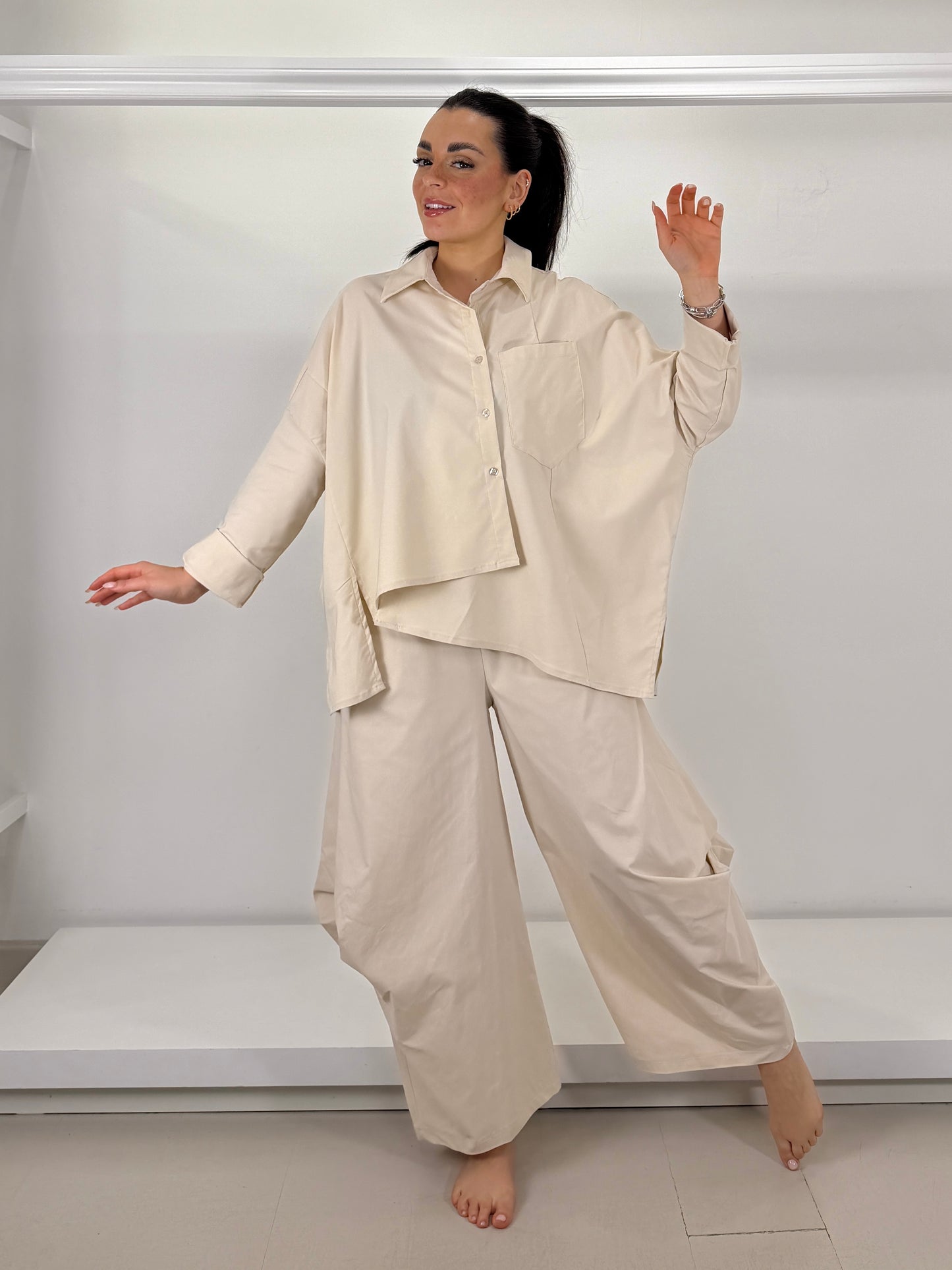 SUN SUN Pantalone bengalina con drappeggio