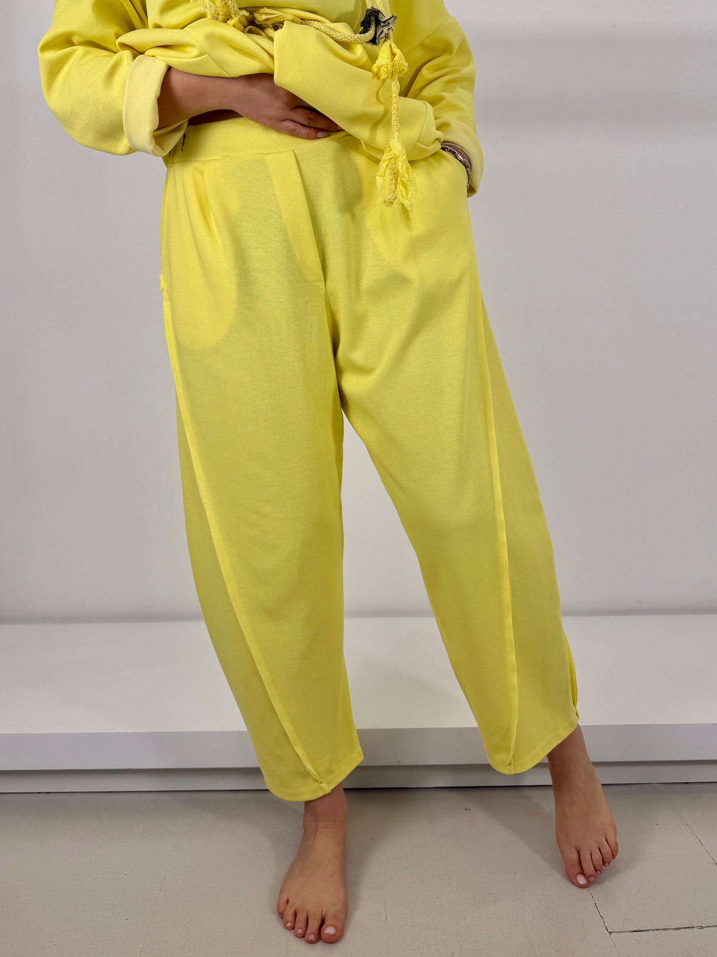 Pantalone misto cotone motivo diagonale