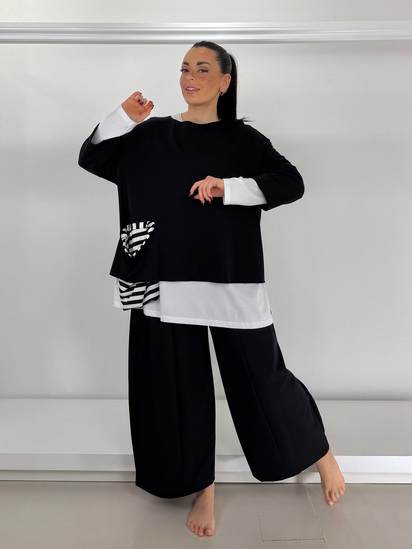 SUN SUN Maglia garzata tasca a righe