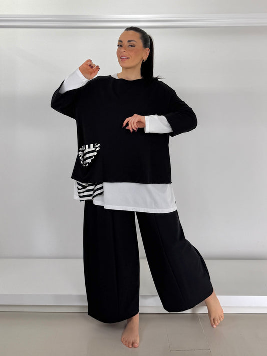 SUN SUN Maglia garzata tasca a righe