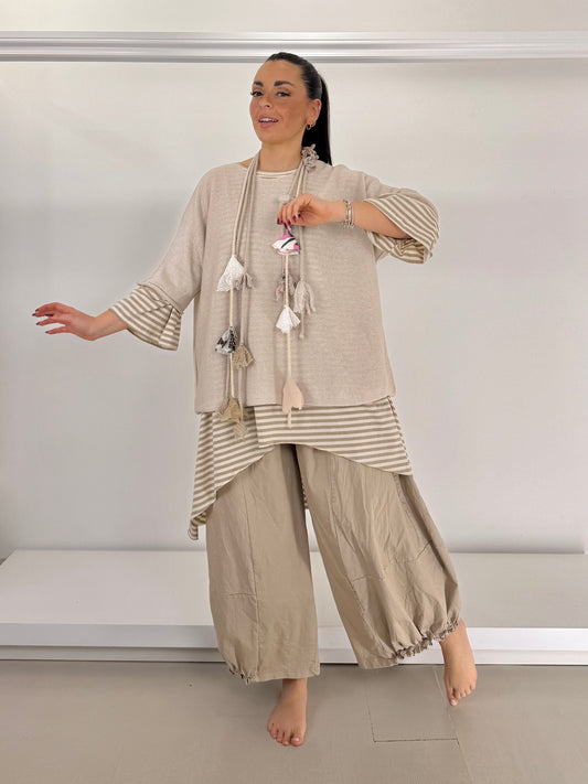 Maglia a righe lunga svasata