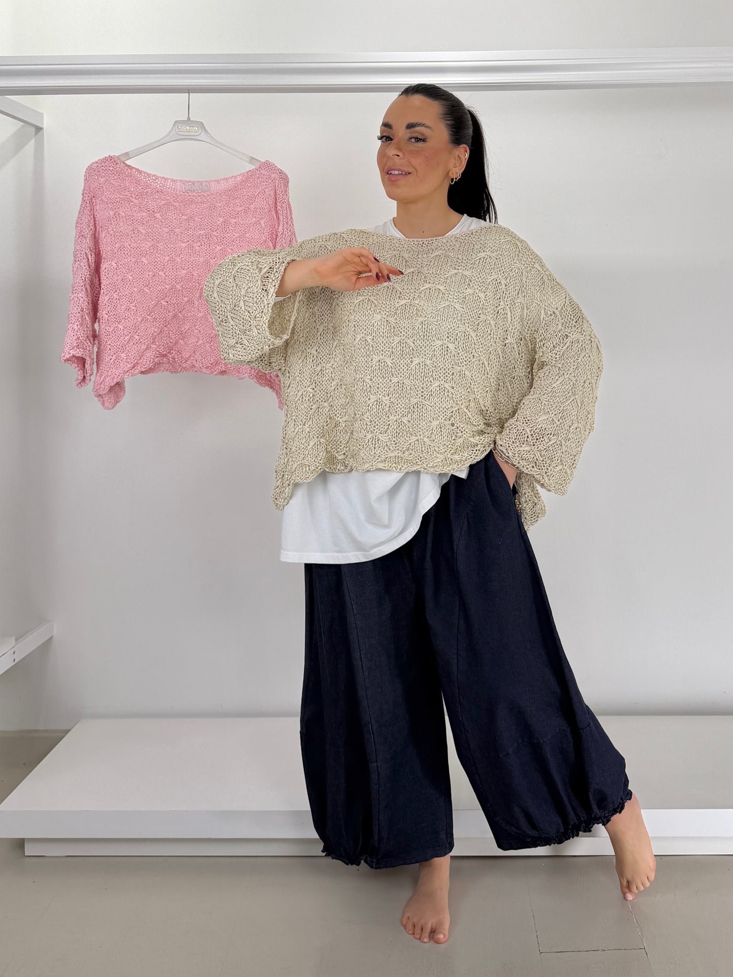 Maglia il filo lavorato manica lunga