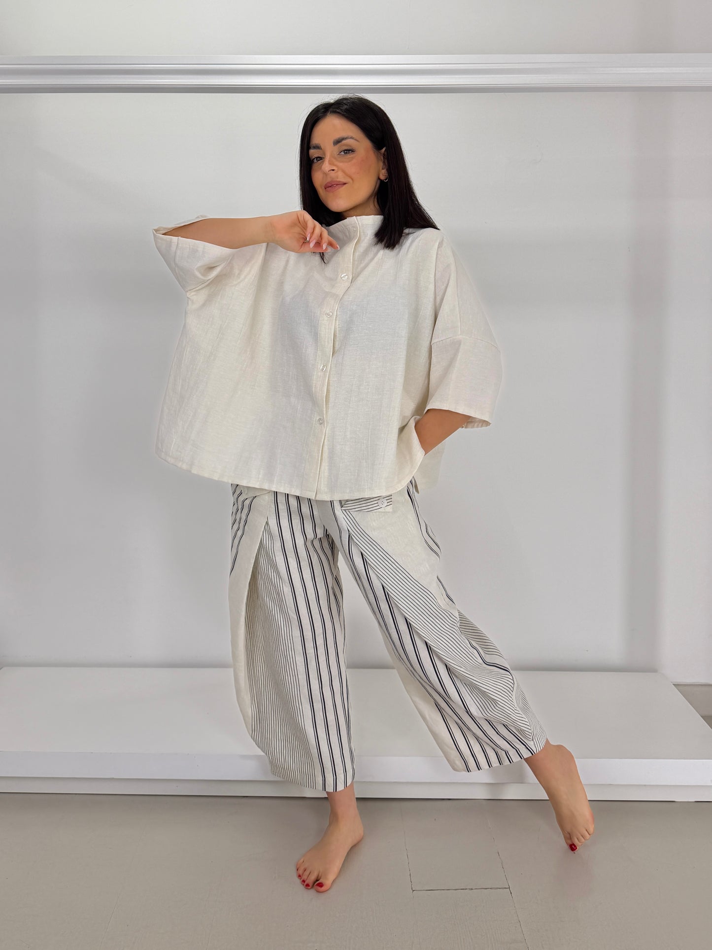 Pantalone mix righe