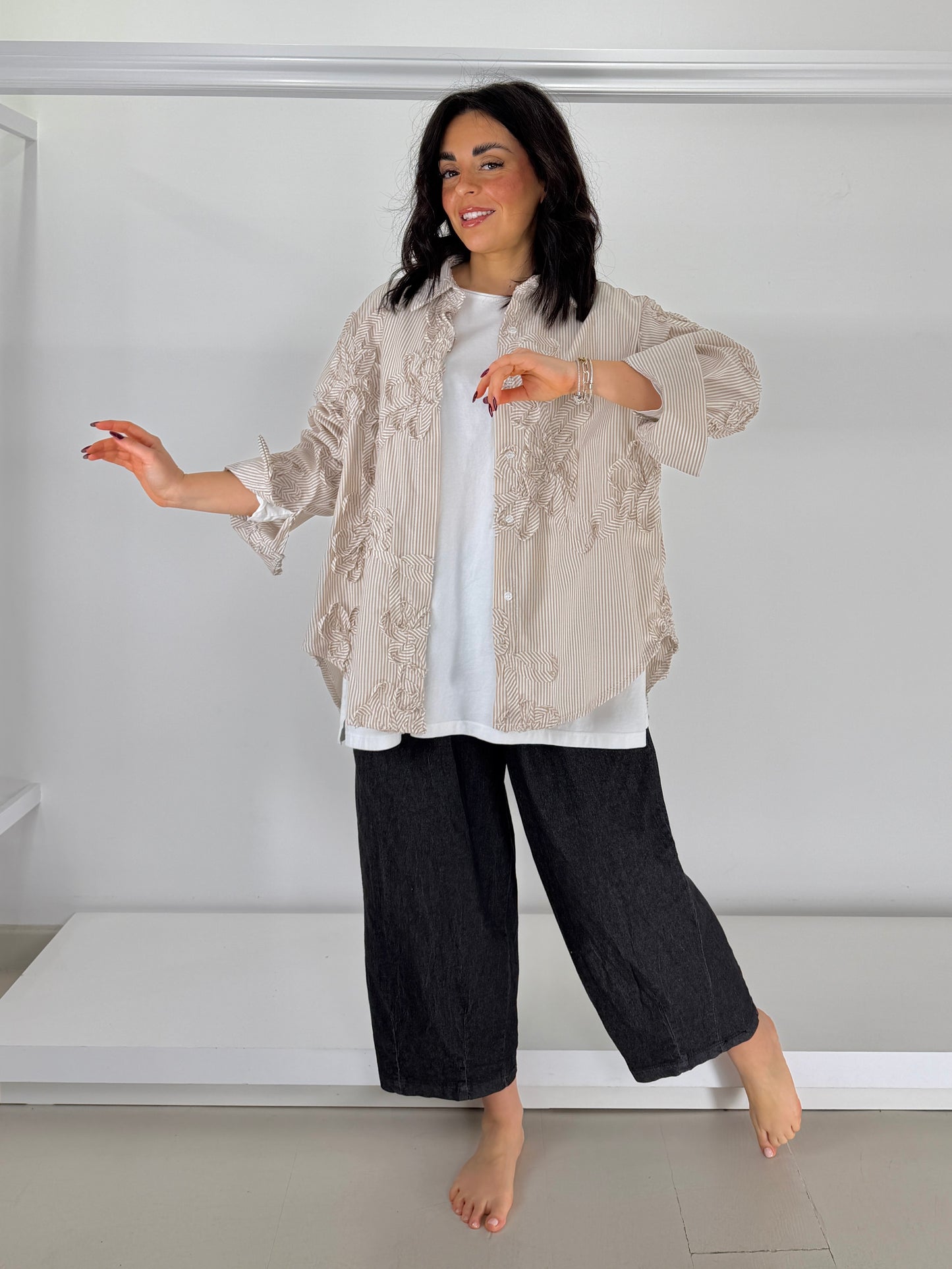 Camicia a righe lavorata